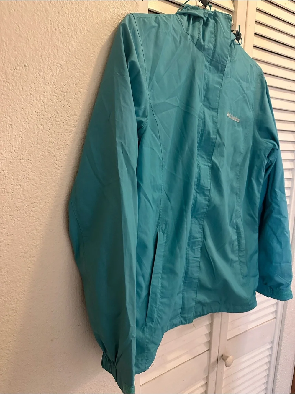 Columbia Girls' Teal Hooded Rain Jacket